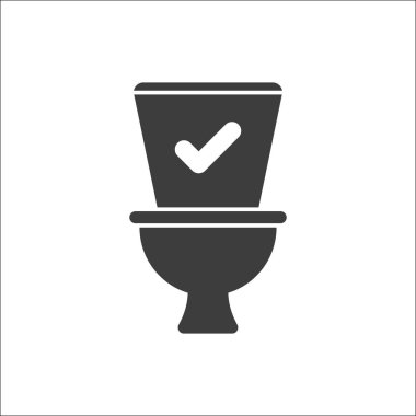Tuvalet, banyo, tuvalet simge onay işareti ile. Tuvalet simgesi ve onaylı, onaylamak, kene tamamlandı sembolü