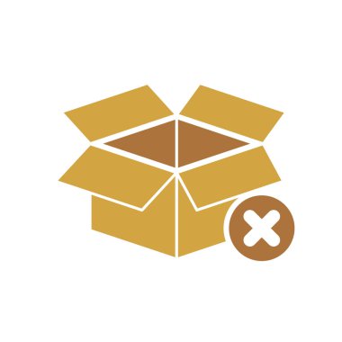 Simgesi, teslimat ve kargo kutusunda, paket açmak, iptal işareti simgesiyle ciltsiz. Simge kutusunda ve kapatmak, silmek, simgesini kaldırmak