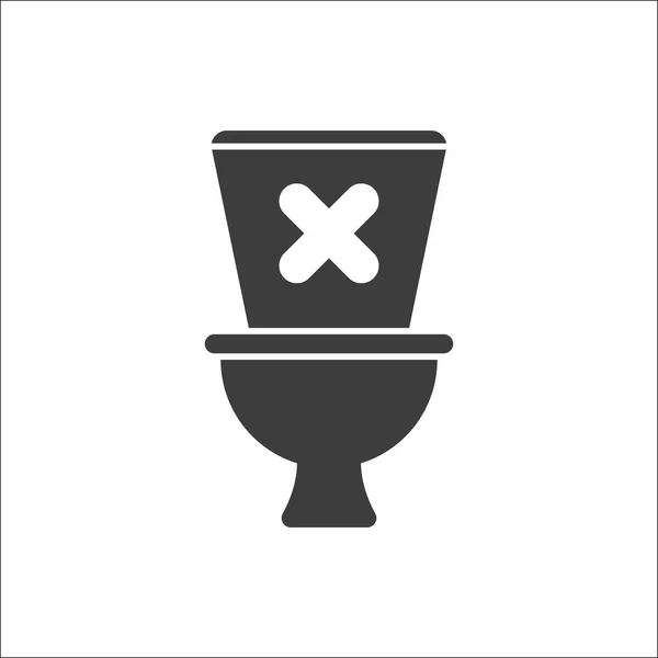 Icono del baño, Cuarto de baño, icono del baño con signo de cancelación. Icono del inodoro y cerrar, eliminar, quitar símbolo — Vector de stock