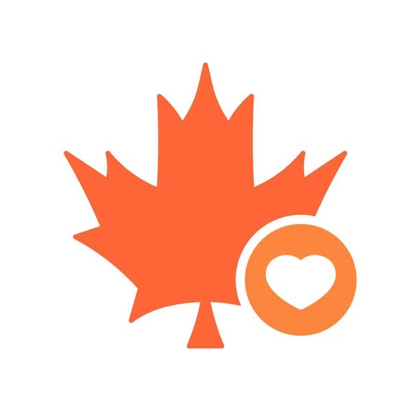 Maple leaf pictogram, natuur laat pictogram met hart teken. Maple leaf pictogram en favoriet, zoals, liefde, symbool van de zorg — Stockvector