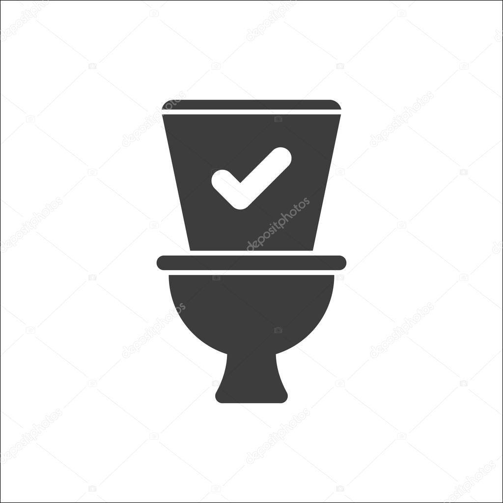 Toilet icon, Bathroom, restroom icon with check sign. Toilet icon and approved, confirm, done, tick, completed symbol. Vector