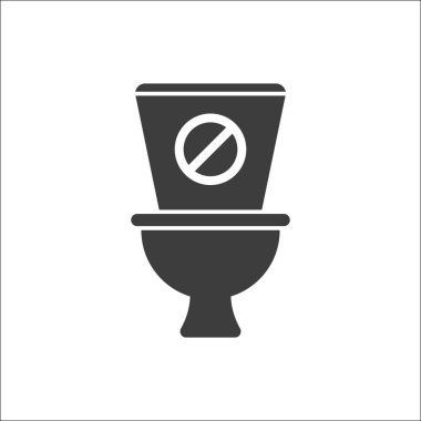 Tuvalet, banyo, tuvalet simge yasak işareti ile. Tuvalet simgesi ve blok, yasak, sembol engelle