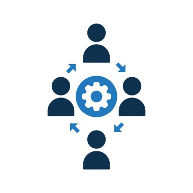 İnsanlar bağlantı simgesi. Topluluk simgesi ayarlarını işareti ile. Ekip çalışması simgesi ve özelleştirme, kurulum, yönetmek, işlem simgesi