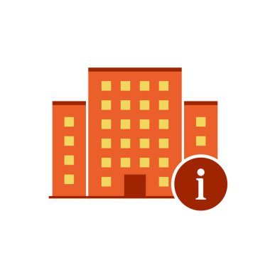 Binalar simgeler vektör bilgi işareti ile. Kent Emlak simgesini ve SSS, yardım, sembol, ipucu