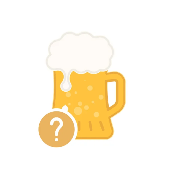 Пивний кухоль значок з знаком питання. Піктограма алкогольного напою та допомога, як, інформація, символ запиту — стоковий вектор