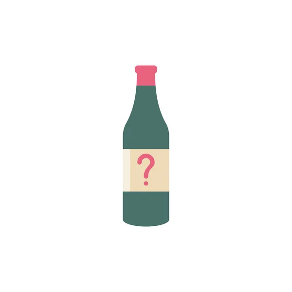 Butelka ikona wektor znakiem zapytania. Ikona napoju alkoholu i pomoc porady, informacje, symbol kwerendy — Wektor stockowy