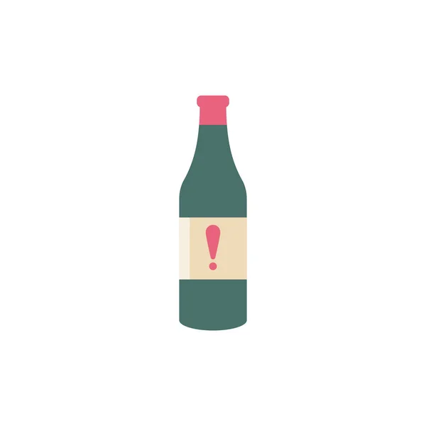 Wektor butelka ikona z wykrzyknikiem. Pasek alkoholu napój ikona i ostrzeżenie, błąd, alarm, symbol zagrożenia — Wektor stockowy