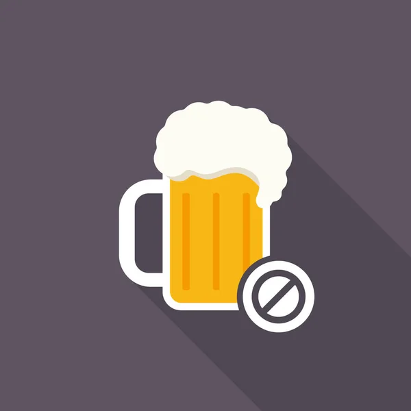 Beer mug icon with not allowed sign. Alcohol beverage icon and block, forbidden, prohibit symbol — Stock Vector