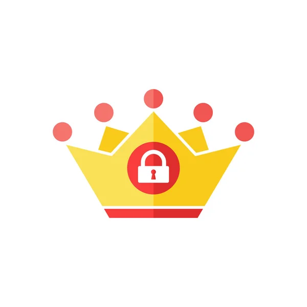 Korony ikona z symbolem kłódki. Organ ikona i zabezpieczenie, zabezpieczenie, symbol ochrony prywatności — Wektor stockowy