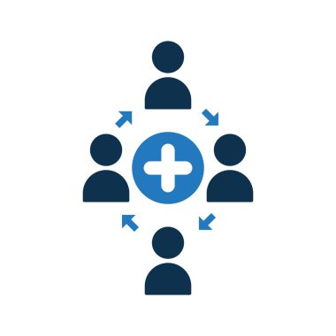 İnsanlar bağlantı simgesi. Topluluk simgesini Ekle işareti ile. Ekip çalışması simgesi ve yeni, Ayrıca, pozitif sembol