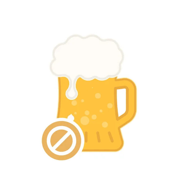 Пивний кухоль піктограма з не дозволеним знаком. Значок і блок алкогольних напоїв, заборонений, заборонений символ — стоковий вектор