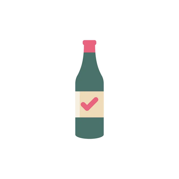 Butelka ikona wektor z sprawdzić znak. Pasek ikonka napoju alkoholu i zatwierdzone, potwierdzić, zaznacz symbol wypełniony — Wektor stockowy