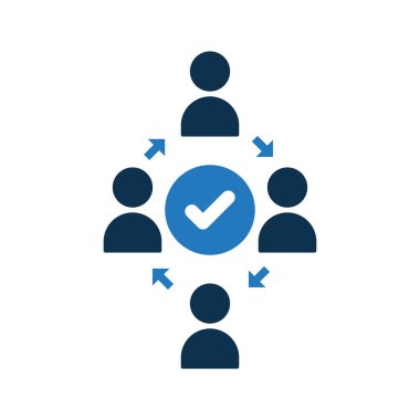 İnsanlar bağlantı simgesi. Topluluk simgesiyle işareti kontrol edin. Ekip çalışması simgesi ve onaylı, onaylamak, kene tamamlandı sembolü