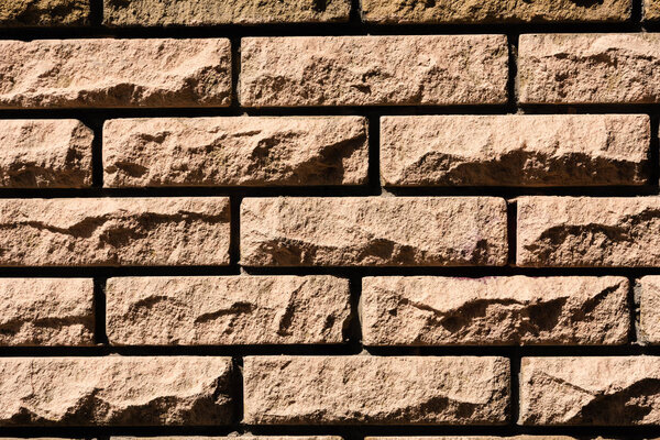 close-up view of brown brick wall background
