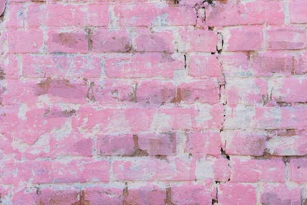 старый розовый кирпичный фон стены, полный вид рамы
 
