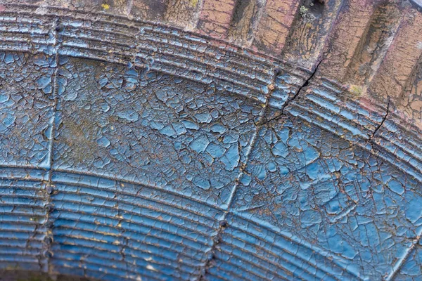 Close View Old Blue Weathered Tyre Background — Free Stock Photo