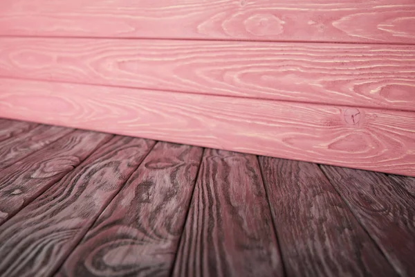 Grey Wooden Floor Pink Striped Wooden Wall — Free Stock Photo