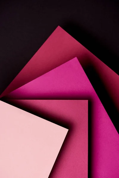 Paper Sheets Pink Tones Black Background — Stock Photo, Image