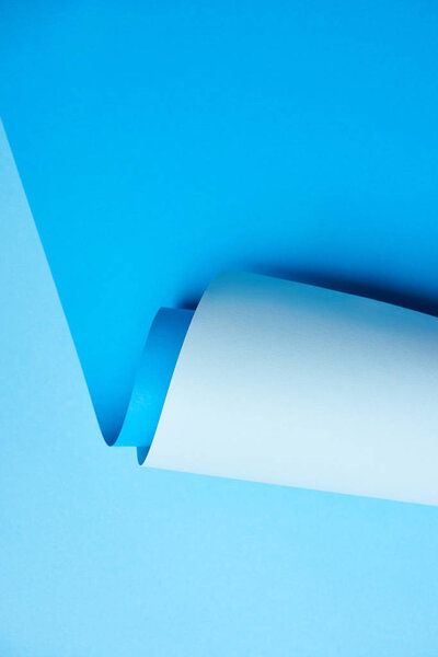 close-up view of bright blue creative paper background  