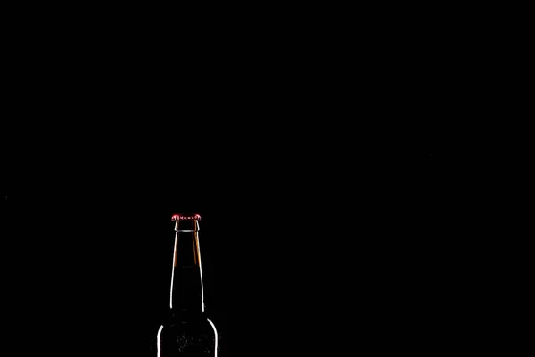 Dark Beer Bottle Isolated Black Background Minimalistic Concept — Stock Photo, Image