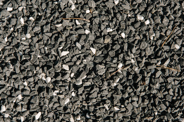 full frame shot of black pebble stones for background