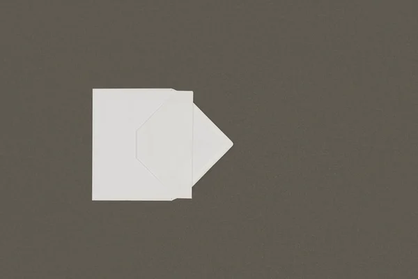 Top View Open White Envelope Blank Card Isolated Grey Background — Free Stock Photo