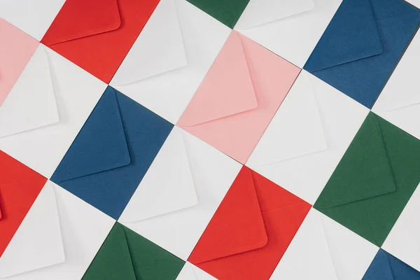 Fundo Quadro Completo Envelopes Fechados Coloridos — Fotografia de Stock