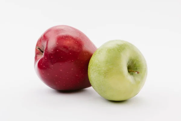 Tasty Ripe Red Green Apples White Background — Free Stock Photo