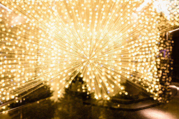 long exposure of blurred bright bokeh lights