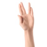 Gedeeltelijke weergave van vrouw weergegeven: vulcan salute teken geïsoleerd op wit