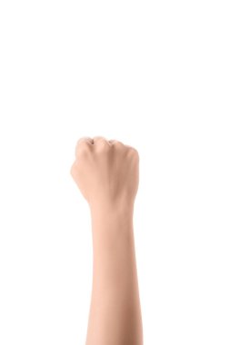 kadının üzerinde beyaz izole sağır ve dilsiz dilde Evet işaret gösteren kırpılmış görünümü