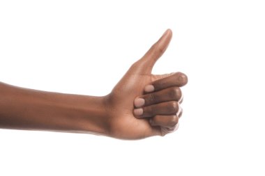 cropped view of african american man showing thumb up sign isolated on white clipart