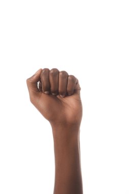 Afrika kökenli Amerikalı adam beyaz izole sağır ve dilsiz dilde Evet işareti gösterilen kırpılmış görünümünü