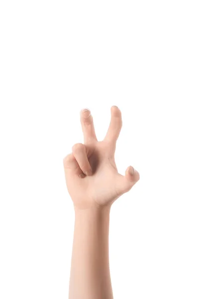 Partial View Woman Gesturing Hand Imitating Animal Paw Isolated White — Stock Photo, Image