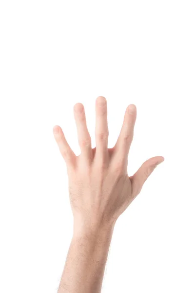 Vista Parcial Del Hombre Mostrando Número Lenguaje Signos Aislado Blanco — Foto de stock gratis
