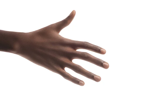 Partial View African American Man Hand Isolated White — Free Stock Photo