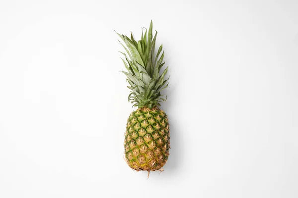 Top View Raw Fresh Pineapple White Background — Stock Photo, Image