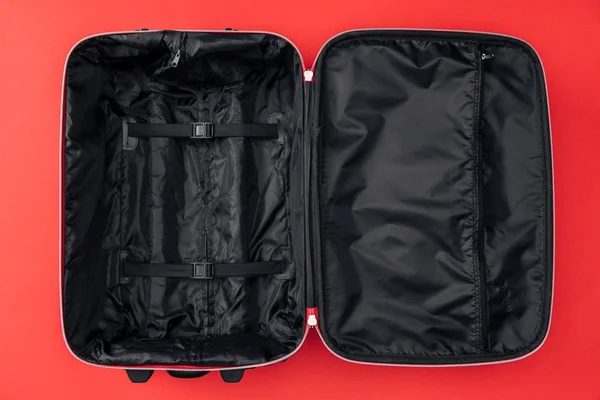 Top View Empty Travel Bag Isolated Red — Stock Photo, Image