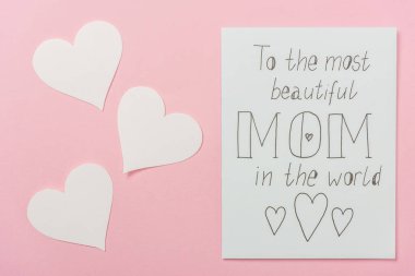 white greeting card for mothers day with 