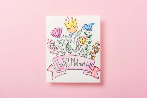 Feliz Día Las Madres Tarjeta Felicitación Con Flores Sobre Fondo — Foto de Stock