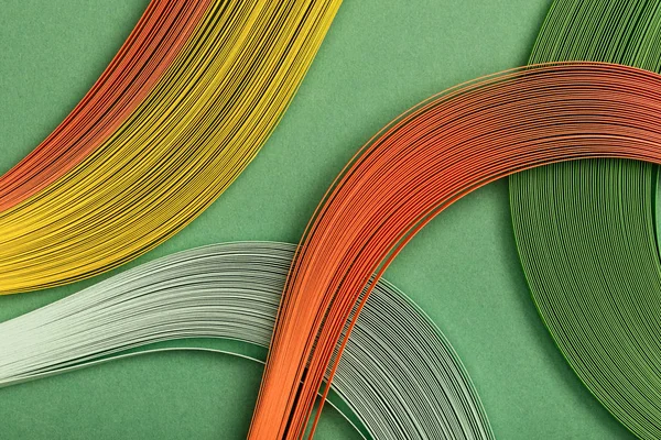 Närbild Gult Orange Och Grön Abstrakt Linjer Grön Bakgrund — Stockfoto