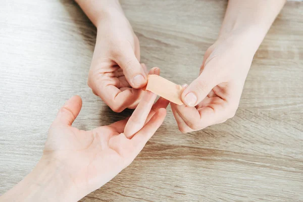 Partial View Donor Doctor Using Adhesive Bandage — Stock Photo, Image