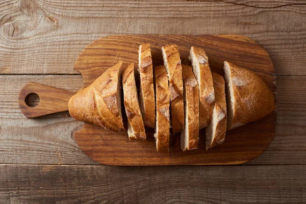 Top View Slices White Bread Wooden Chopping Board — Stock Photo, Image