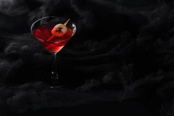 Red Decorated Halloween Cocktail Black Clouds — Stock Photo, Image