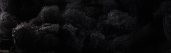 panoramic shot of black cotton wool clouds, dark Halloween background