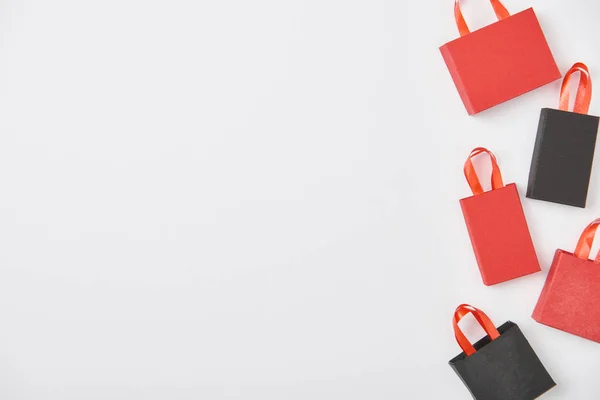 Top View Black Red Shopping Bags White Background — Stock Photo, Image