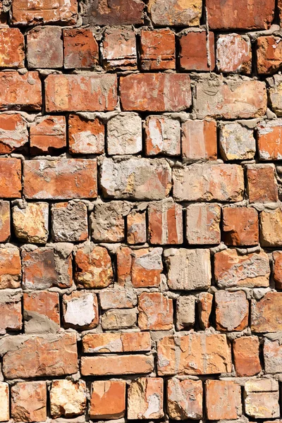 Close-up view of old red brick wall textured background — Stock Photo