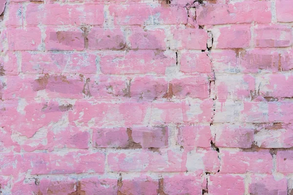 Vecchio sfondo muro di mattoni rosa, vista cornice completa — Foto stock