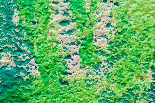 Nahaufnahme verwitterter grüner, blauer und weißer Wandhintergrund — Stockfoto