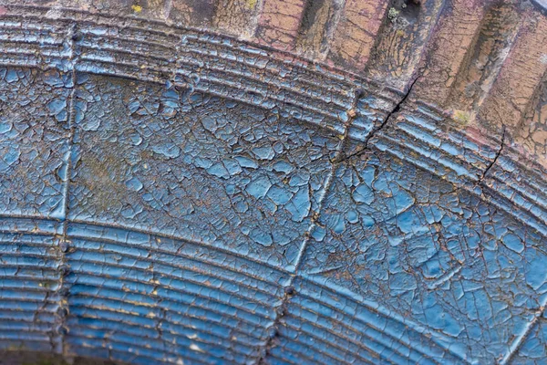 Close-up view of old blue weathered tyre background — Stock Photo